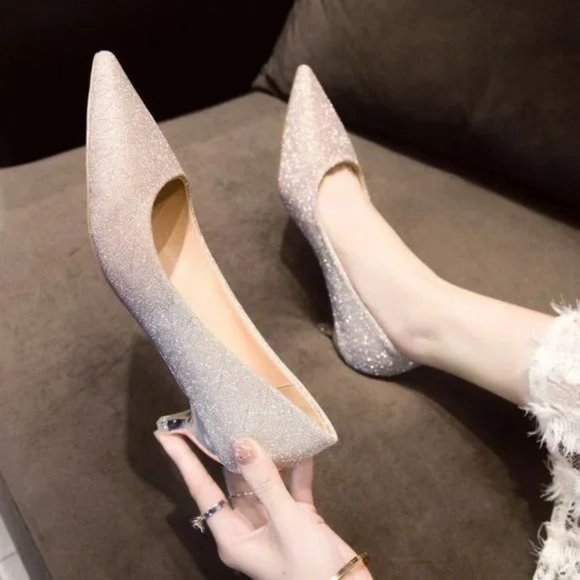 gradient fashion shoes wine glass mid heel - Picture 1 of 4